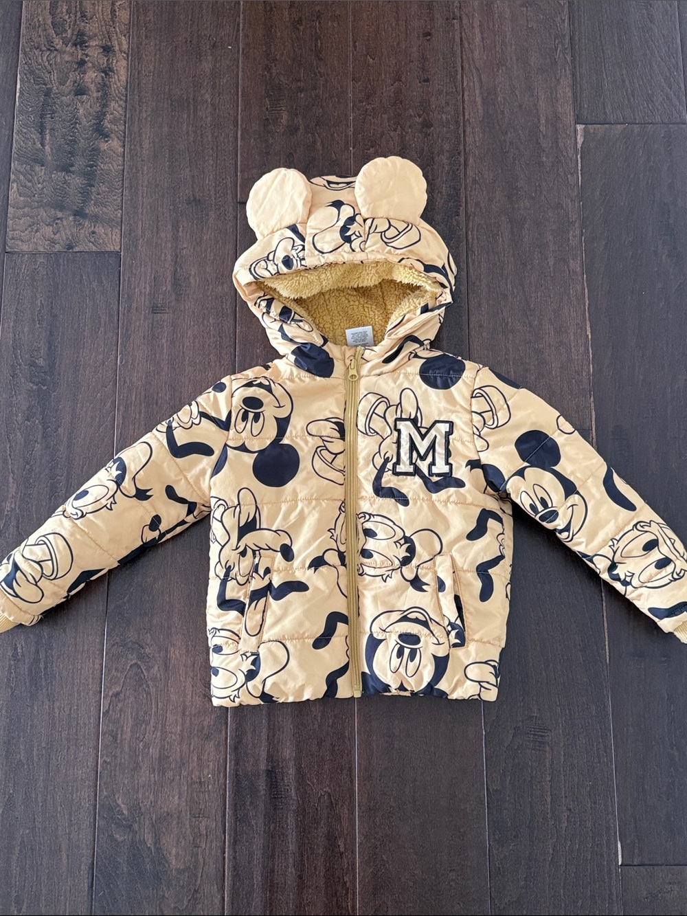 Disney Junior Mickey Boys Mickey Mouse Hooded Puffer Jacket with Mickey ears!